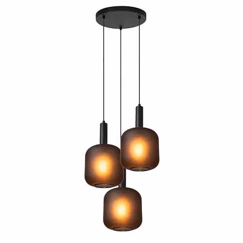 Lucide Eloise Dimmable Adjustable Modern Pendant Light in Black with Transparent Glass and Metal, Diameter: 40 cm