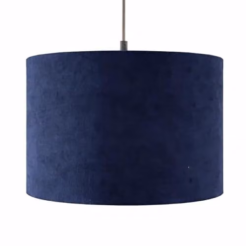 CGC Lighting Lola Round Corduroy Lampshade with Silk Inner in Blue, Diameter: 30 cm – 3