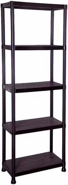 NESTLUNE 2 x 5 Tier Plastic Freestanding Shelving Rack Organiser in Black, W/D/H: 52 x 100 x 52 cm
