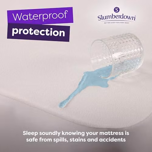 Slumberdown Waterproof Mattress Protector, White, W/D/H: 150 x 200 x 30 cm – 2