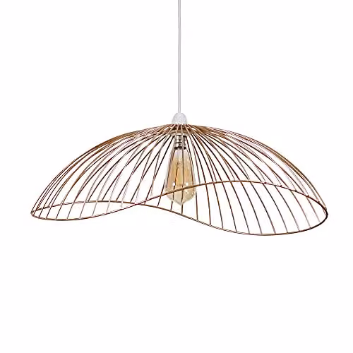 MiniSun Wavy Wire Design Easy Fit Ceiling Pendant Light Shade in Copper Metal Finish, Width: 31 cm