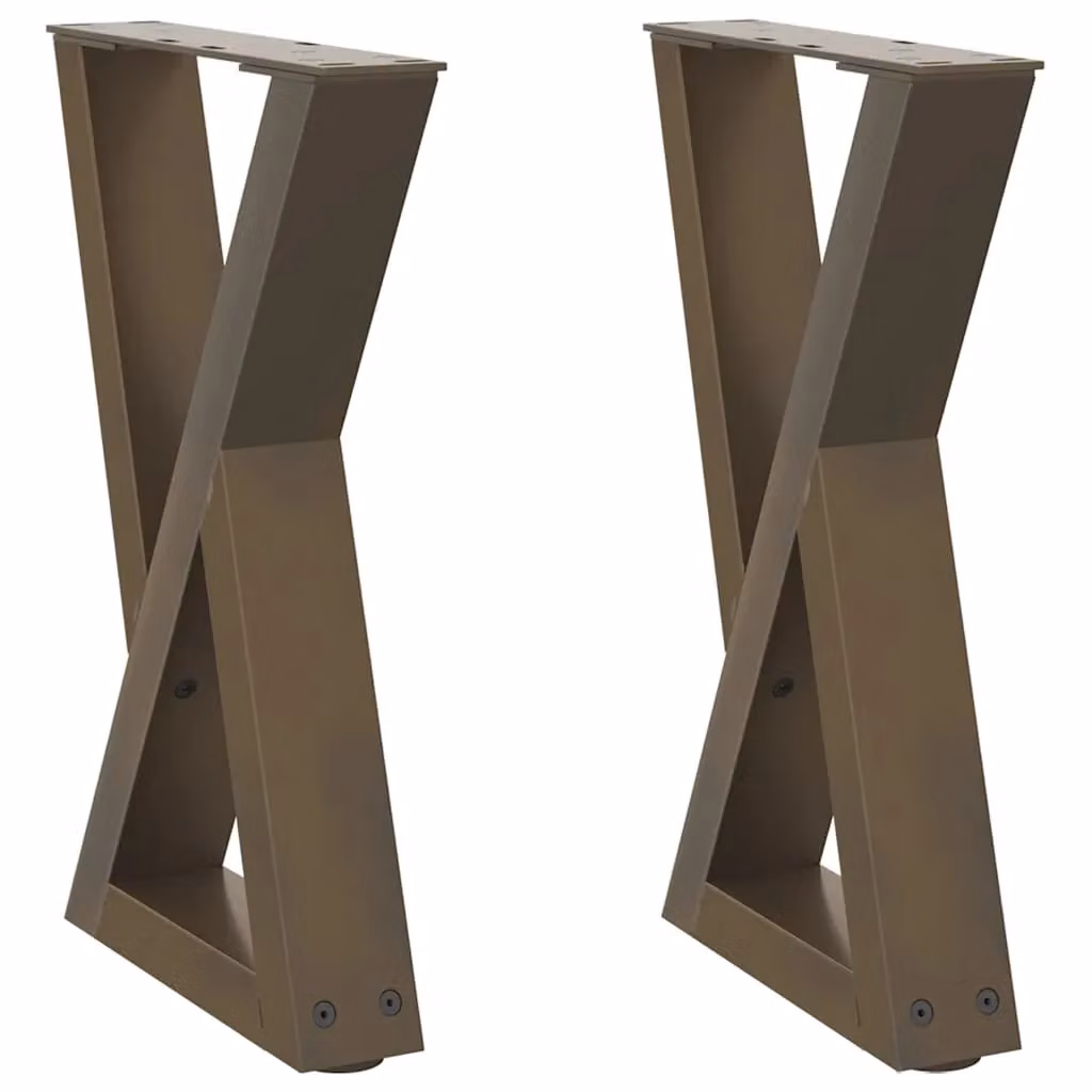 Berkfield Home Steel Coffee Table Legs, 2 Pieces, Brown, W/D/H: 38 x 38 x 42-43.3 cm – 2