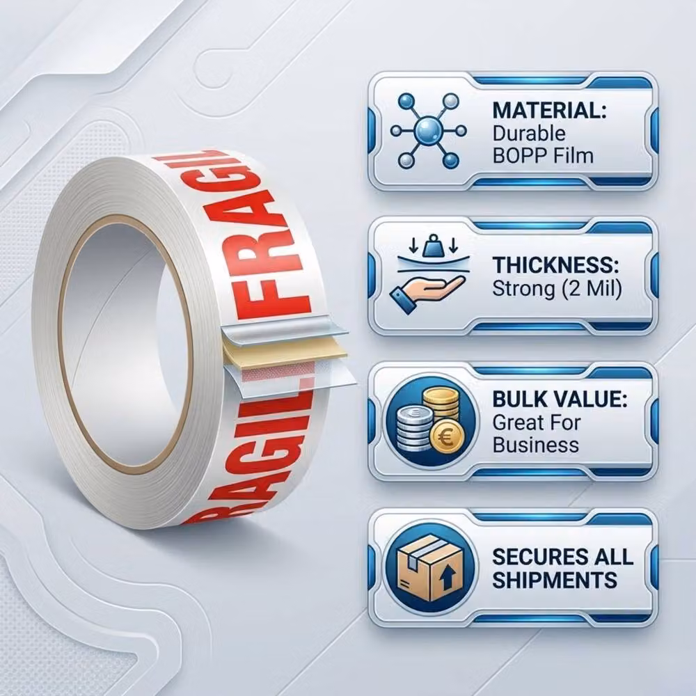 Bedsland Fragile Packing Tape in Transparent, 48 mm x 40 m – 5