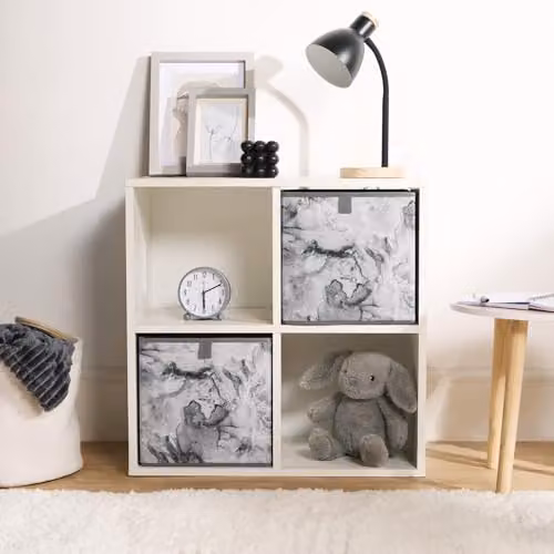 OHS Set of 2 Grey Fabric Foldable Storage Baskets – 2