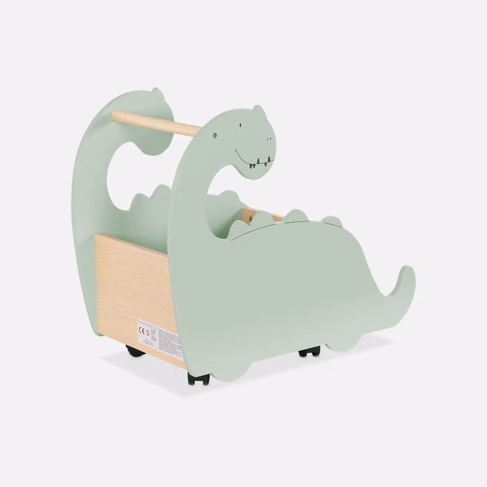 sweeek Dinosaur Toy Box for Children with Wheels in Green – 2