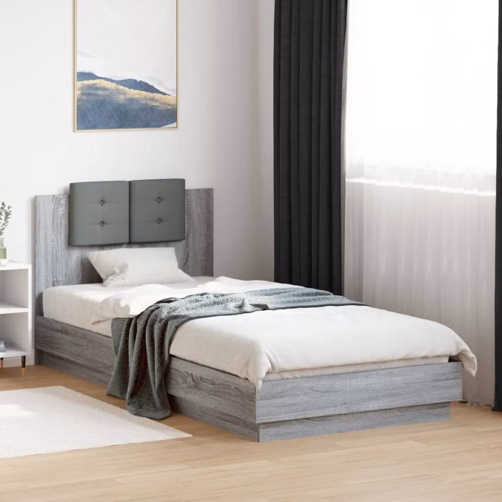 Berkfield Home Soft Bed Frame in Grey Sonoma, W/D/H: 100 x 200 cm – 2