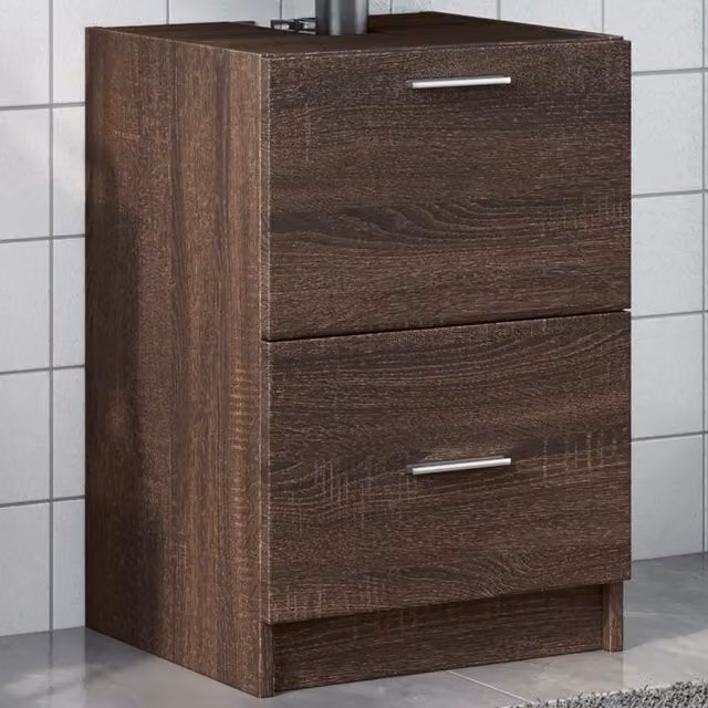 Berkfield Home Brown Oak Sink Cabinet with Doors and Drawers, W/D/H: 40 x 37 x 59 cm
