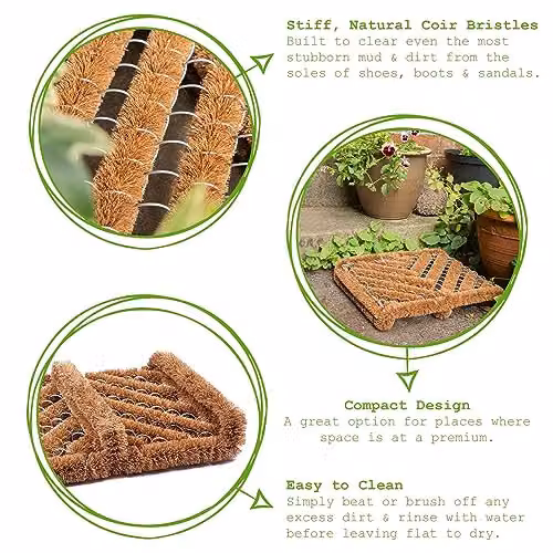Nicola Spring Coir Knotted Door Mats, Pack of 2, Brown and Beige, W/D/H: 35 x 30 x 1 cm – 3