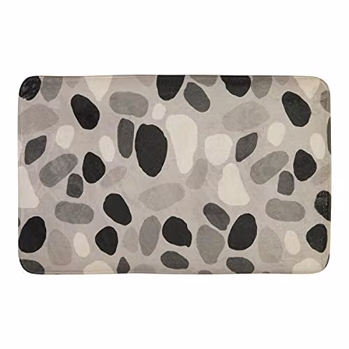Premier Housewares Orsina Soak Non-Slip Bath Mat Set, Grey and White Pebble Pattern, W: 80 cm, D: 50 cm, H: 1 cm