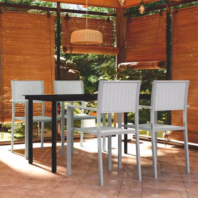 Berkfield Home 5 Piece Modern Garden Dining Set in White