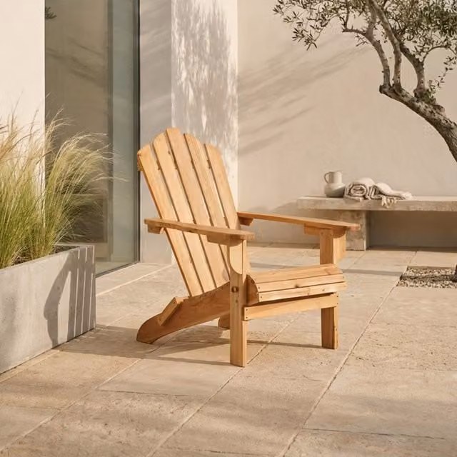 Orsina Rustic Wood Armchair in Brown and Beige
