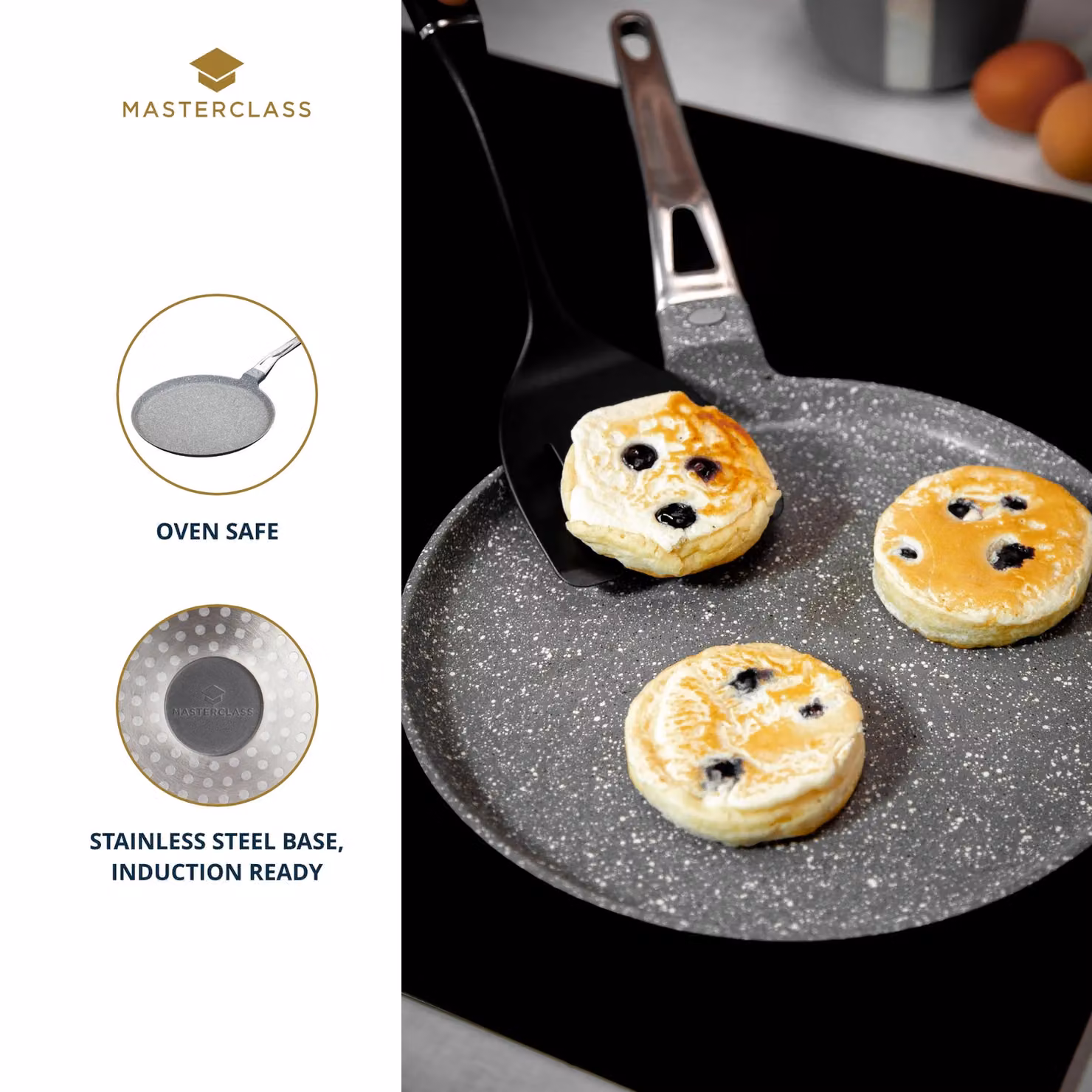 MasterClass Non-Stick Cast Aluminium 28cm Crepe Pan for Induction Hobs, Grey – 6