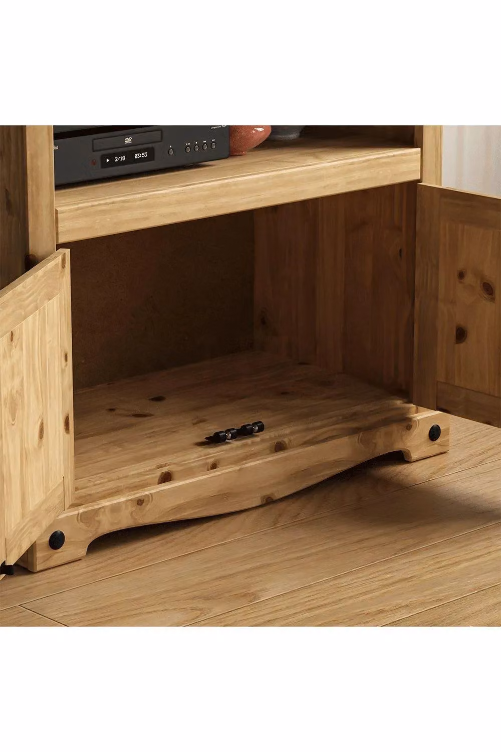 Vida Designs Corona Straight TV Unit in Brown and Black with Wood and Metal Finish – 4