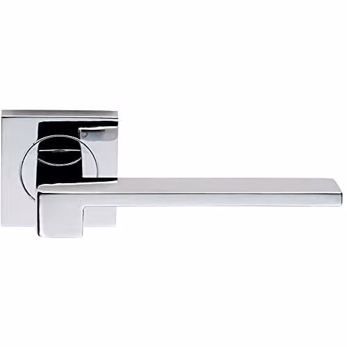 Loops Pair Flat Squared Bar Handle on Square Rose in Polished Chrome with Concealed Fixings