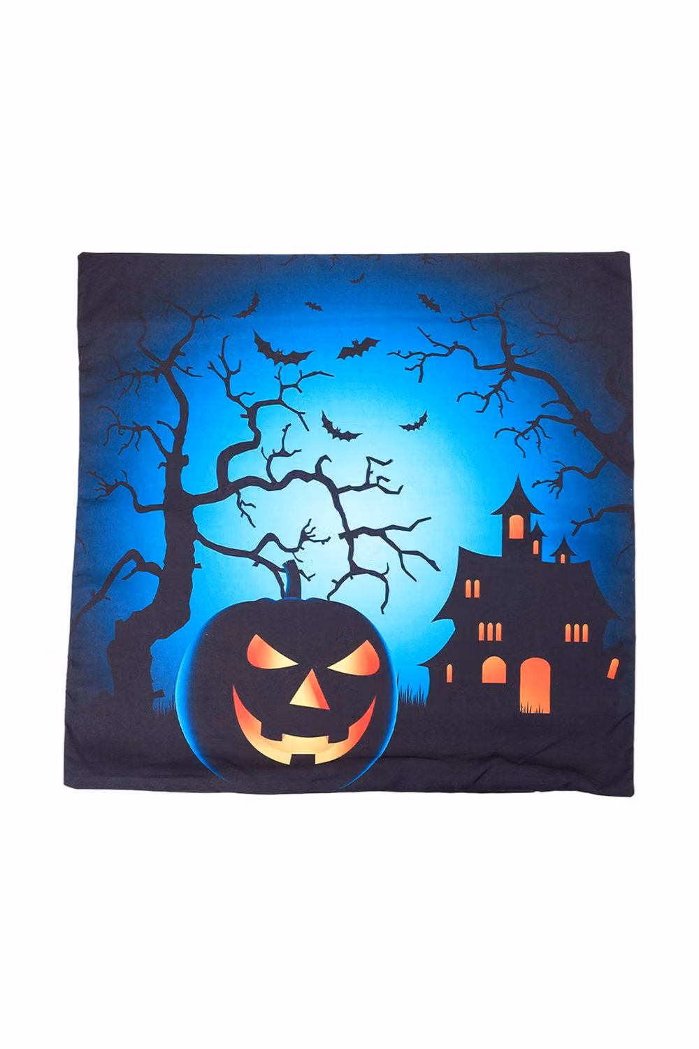 Living and Home 2Pcs Halloween Pumpkin and Haunted House Graphic Printed Square Throw Pillows, Multicolour, W/D/H: 45 x 45 x 45 cm – 3