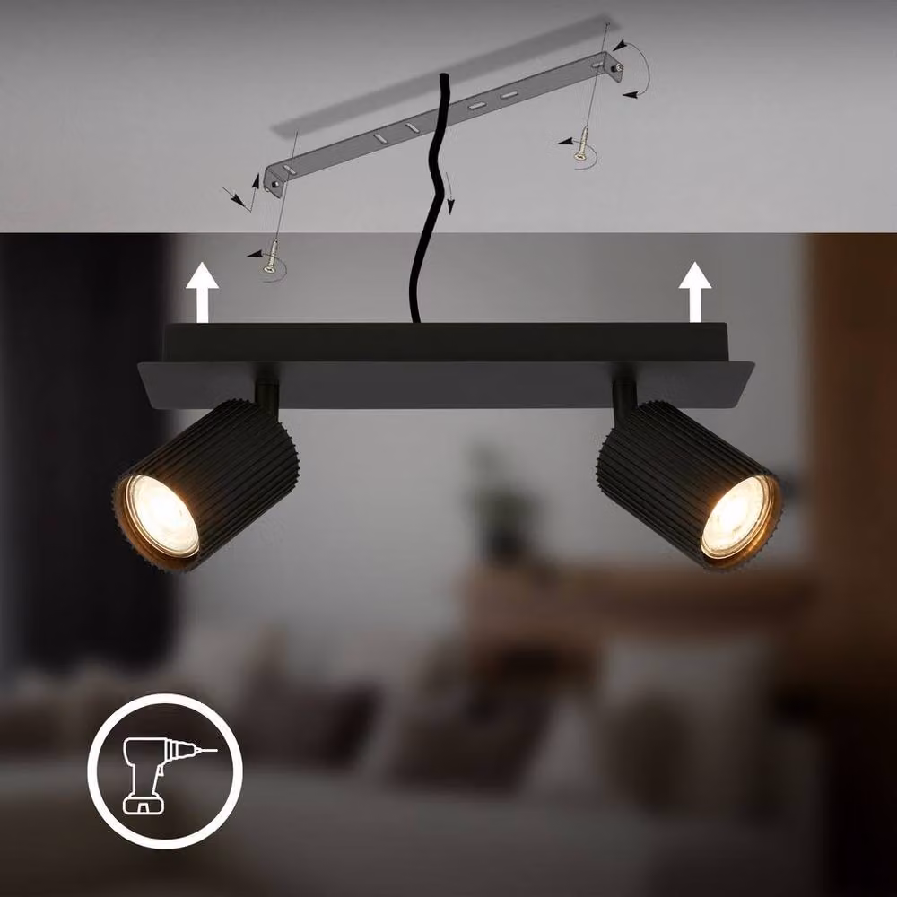 Briloner Black Adjustable 2-Light GU10 Ceiling Spotlight – 4