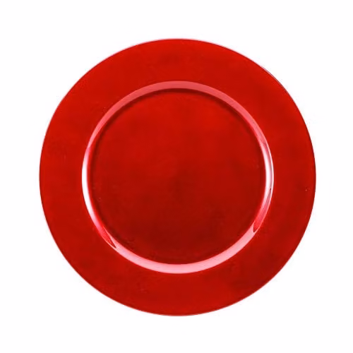 Simpa Set of 6 Red Plastic Charger Plates, 33 cm Diameter – 1