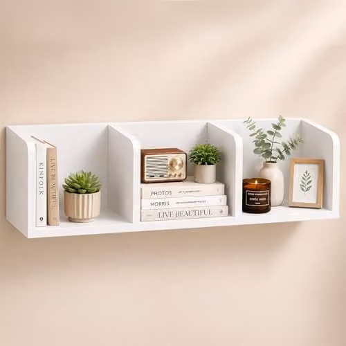 Innoteck 3 Compartment Floating Wall Shelf, White