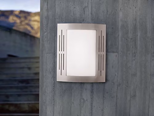 Loops IP44 Square Stainless Steel Outdoor Wall Light in Silver – 2