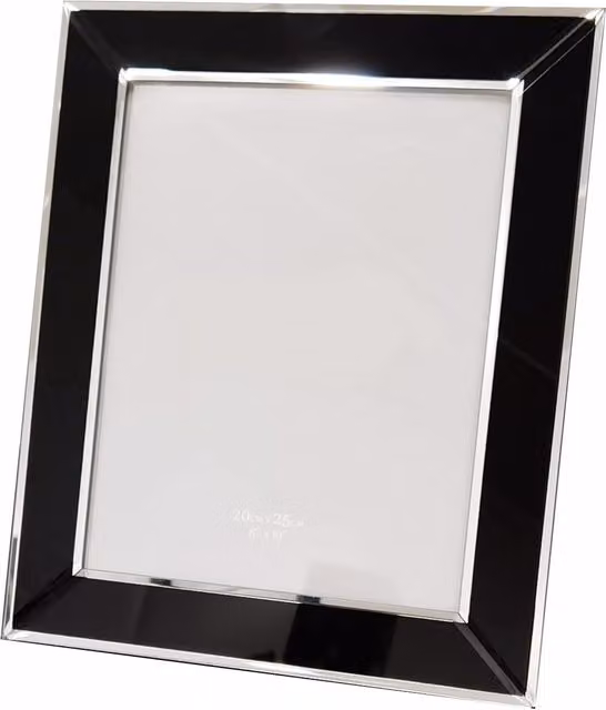 DEENZ Modern Rectangular Single Black Glass Photo Frame with Silver Mirrored Border