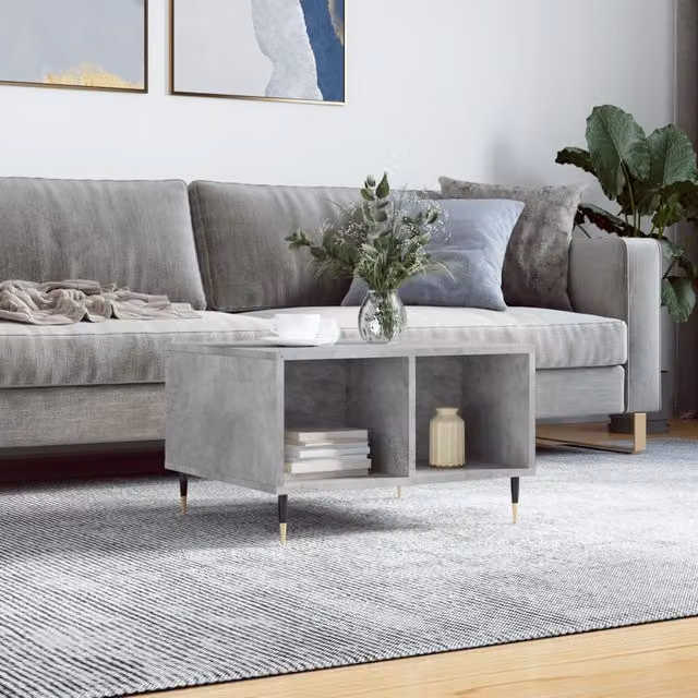 Berkfield Home Modern Grey Coffee Table W: 60 cm, D: 50 cm, H: 36.5 cm – 1