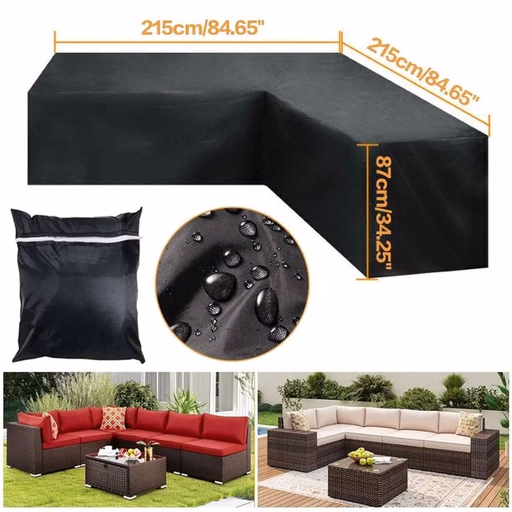 SPETLEK Waterproof L-Shape Corner Furniture Cover in Black, 0.6m2 – 3
