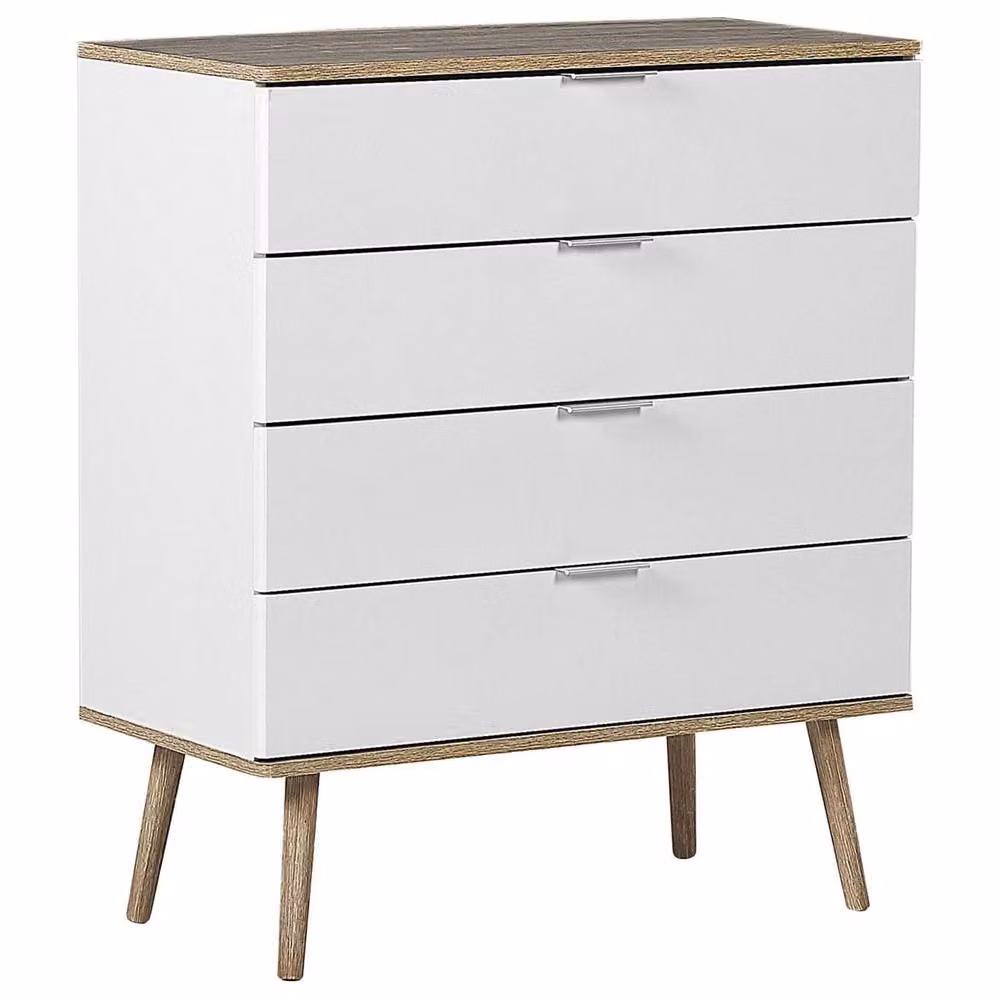 Wyld and Coco White Scandinavian 4-Drawer Chest of Drawers W/H: 93 x 79 cm – 2