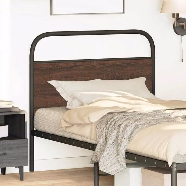 Berkfield Home Classic Headboard in Brown Oak with Steel and Engineered Wood, Width: 90 cm – 1