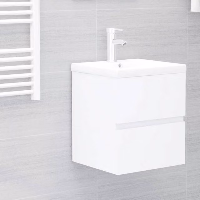 Berkfield Home White Bathroom Sink Cabinet W/D/H: 41 x 38.5 x 45 cm