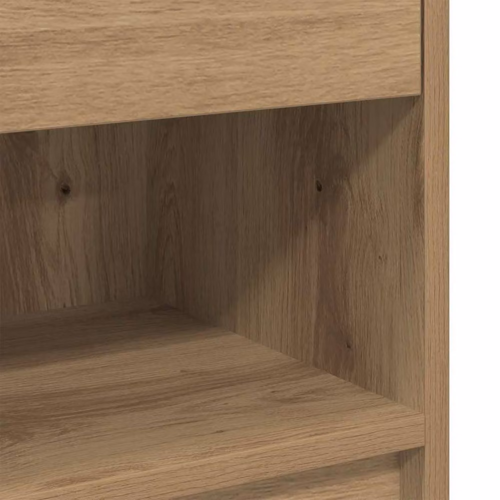 Berkfield Home Artisan Oak Bedside Cabinet with Drawer in Brown, W/D/H: 39 x 28 x 41 cm – 4