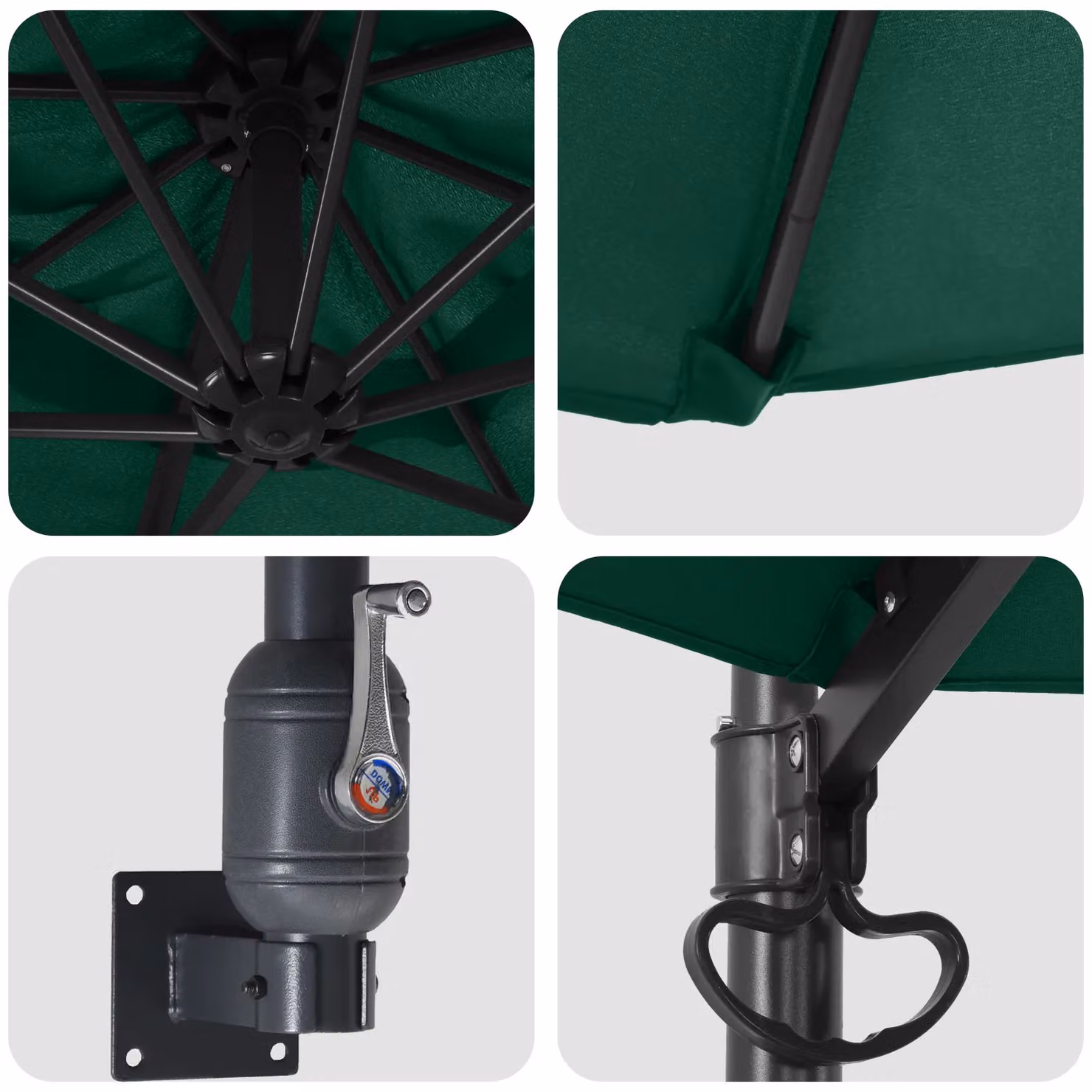 Berkfield Home Large Tiltable Green Patio Umbrella with Metal and Polyester Construction, W/D/H: 248 x 248 x 148 cm – 4