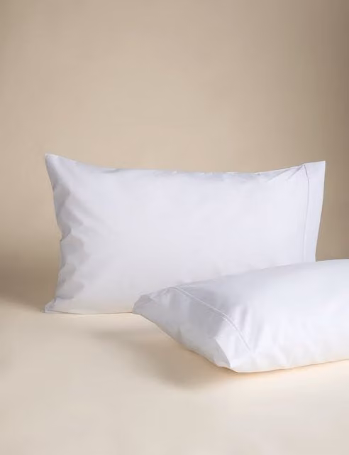 M&S 2 Pack Egyptian Cotton 230 Thread Count King Size Percale Pillowcases in White