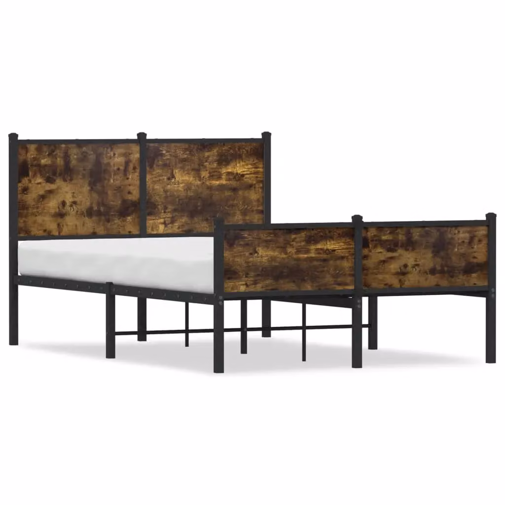 Berkfield Home Metal Bed Frame in Smoked Oak Brown, W/D/H: 120 x 190 cm – 2