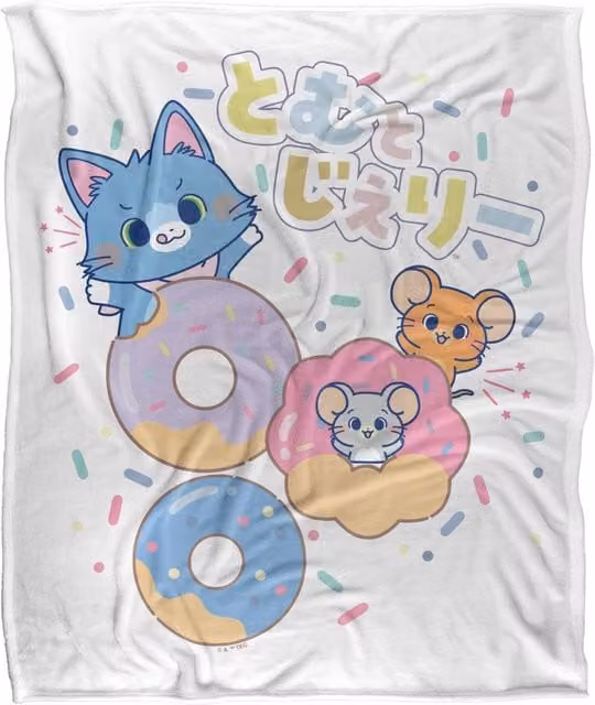 Warner Bros. Tom & Jerry Gokko Yum Donuts Extra Large Silky Touch Super Soft Fluffy Polyester Throw Blanket in Multicolour