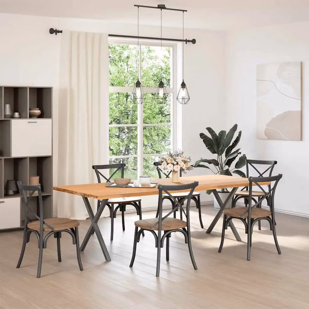 Berkfield Home X-Shaped Dining Table Legs, 2 Piece Anthracite Black Steel Set, H: 70-73 cm – 2