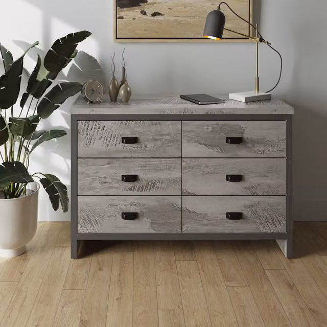 GFW Boston 3 plus 3 Drawer Chest in Grey