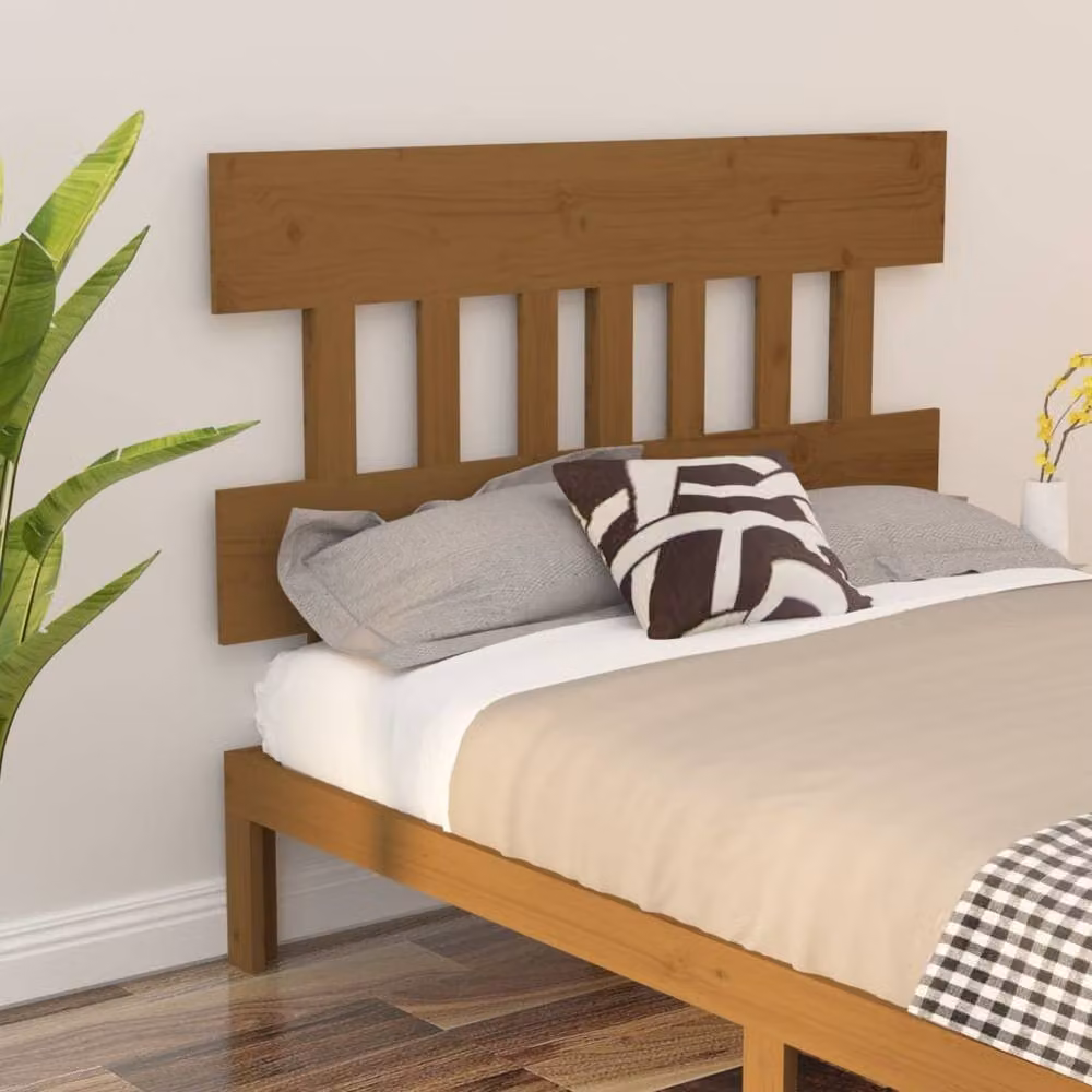 Berkfield Home Rustic Solid Pine Bed Headboard in Honey Brown, W: 123.5 cm, D: 3 cm, H: 81 cm – 2