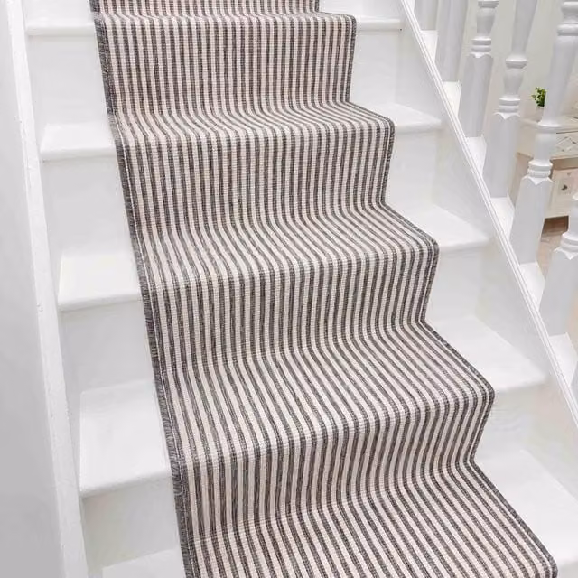 runrug Pinstripe Stair Runner Carpet, Grey, W: 60 cm, L: 510 cm
