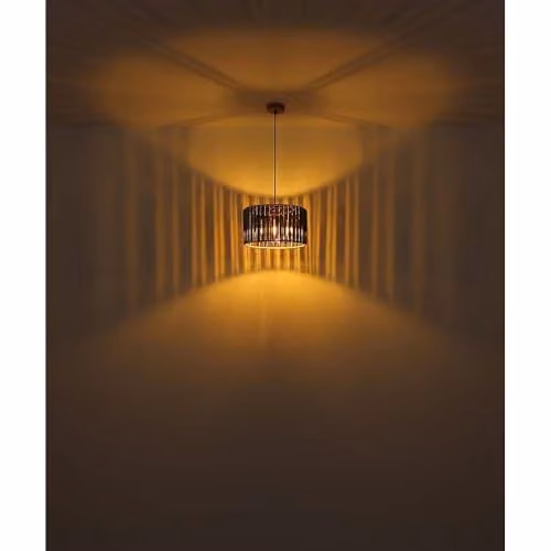 Netlighting Run Shade Cluster Ceiling Light with Brown Wood Look and Smoke Crystals, 3x E27 – 4