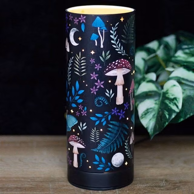 KDMD Dark Forest Print Electric Aroma Lamp in Black with Glass and Metal Tabletop Design – 1