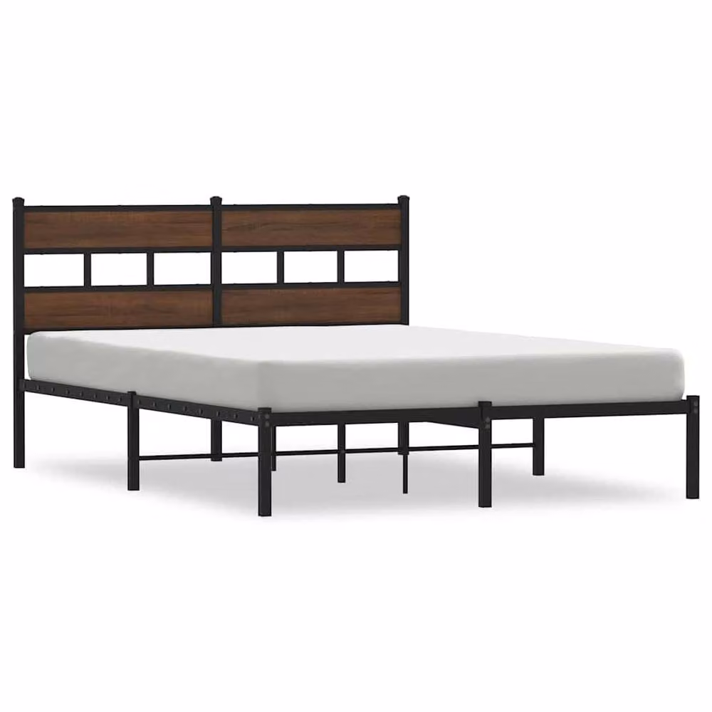 Berkfield Home Elegant Bed Frame with Headboard in Brown Oak, W/D/H: 140 x 200 x 91.5 cm – 2