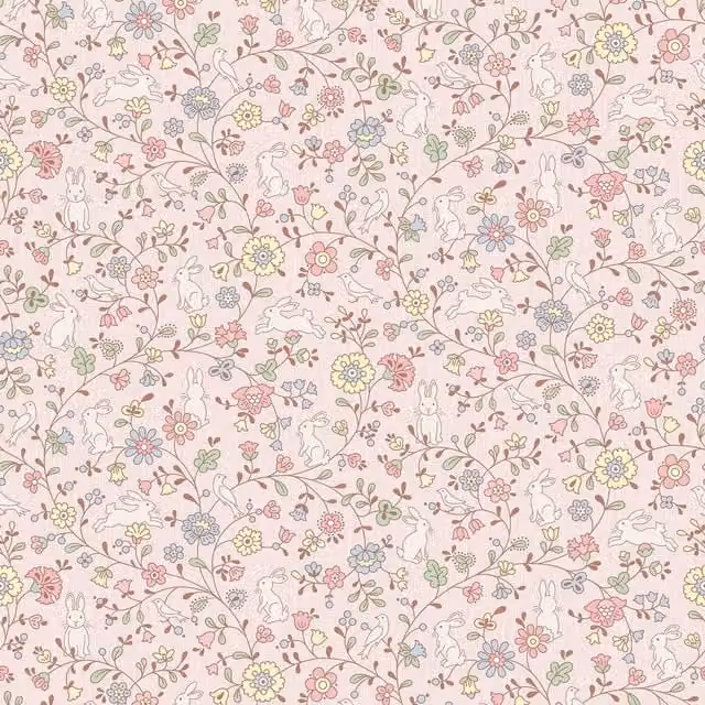 Jack n Rose Pink Floral Wildlife Non-Woven Wallpaper