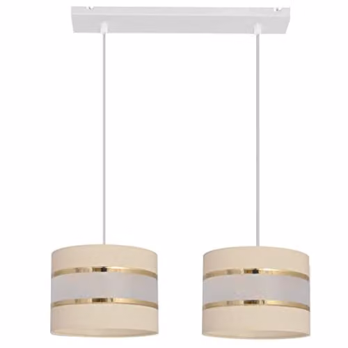 Netlighting Helam Helen Straight Bar Pendant Ceiling Light in Beige, Gold and White, 45 cm