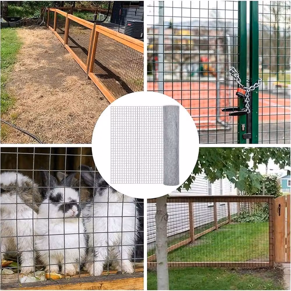 NESTLUNE Silver Galvanised Welded Wire Mesh Aviary Fence, H: 120 cm, Mesh Width: 32 mm – 3