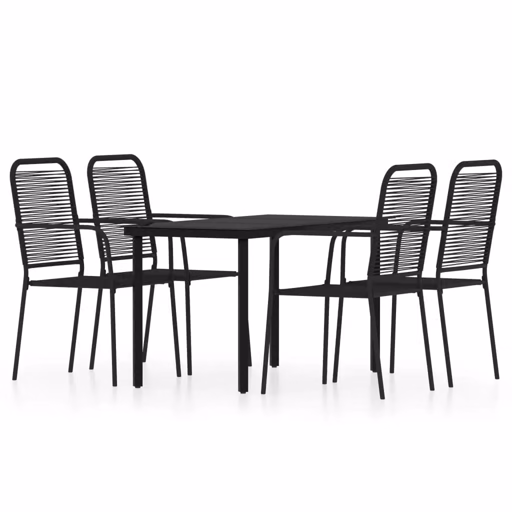 Berkfield Home 5 Piece Modern Garden Dining Set in Black Matt Metal and Glass – 2