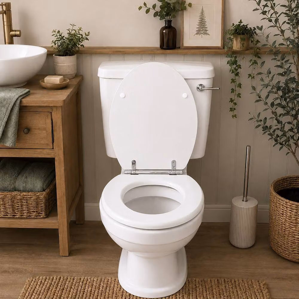 Marco Paul White Oval MDF Toilet Seat with Soft Close and Quick Release Function – 3