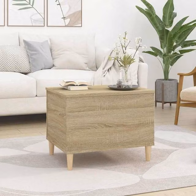 Berkfield Home Sonoma Oak Decorative Coffee Table in Light Sand, W/D/H: 60 x 44.5 x 45 cm