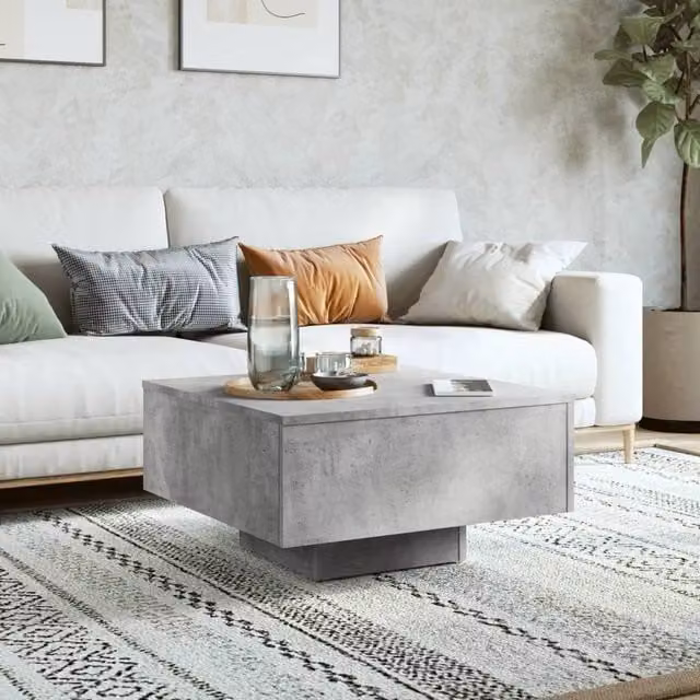 Berkfield Home Modern Square Coffee Table in Concrete Grey, W/D/H: 60 x 60 x 31.5 cm – 1
