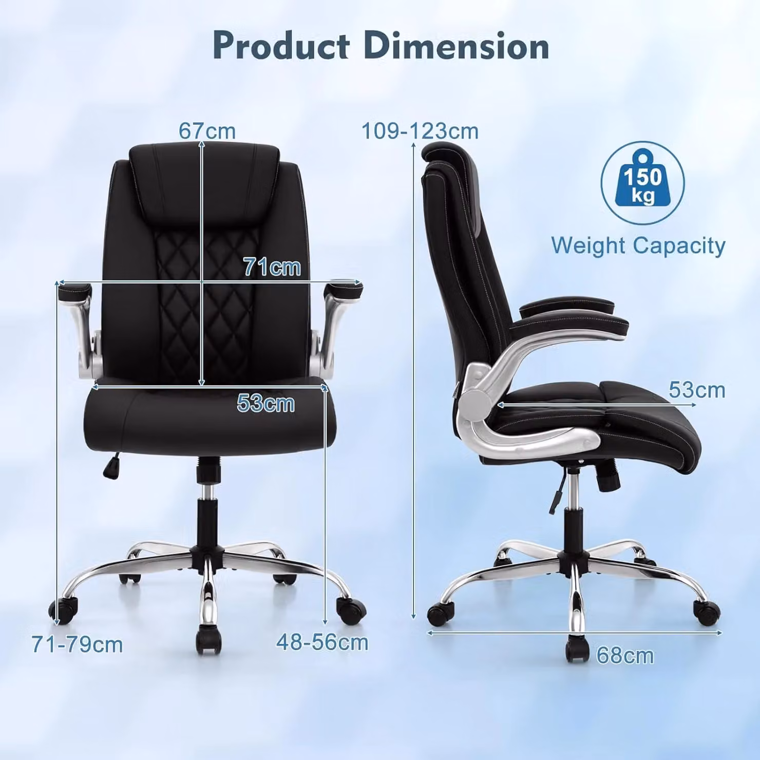 Gymax Black PU Leather Executive Office Chair with Headrest and Adjustable Height – 6