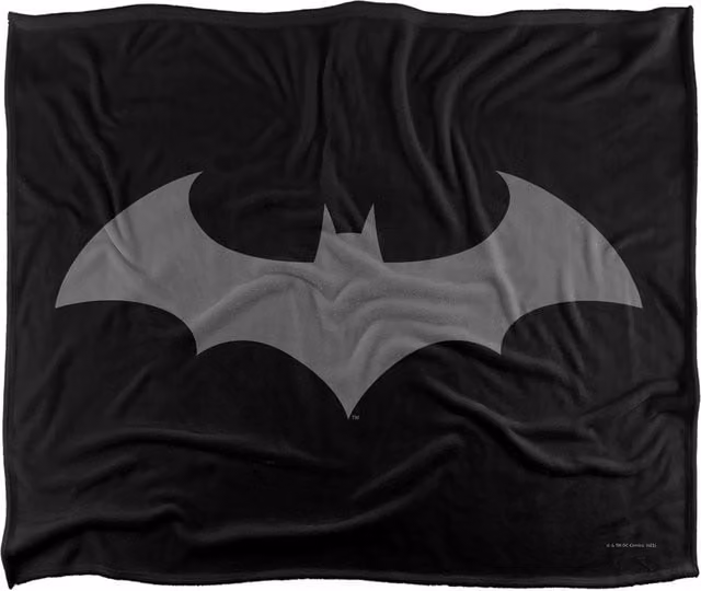 DC Comics Batman Hush Logo Fleece Blanket in White and Black, W: 152 cm, D: 127 cm